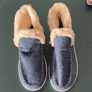 Cozy Blue and Cream Ankle Booties